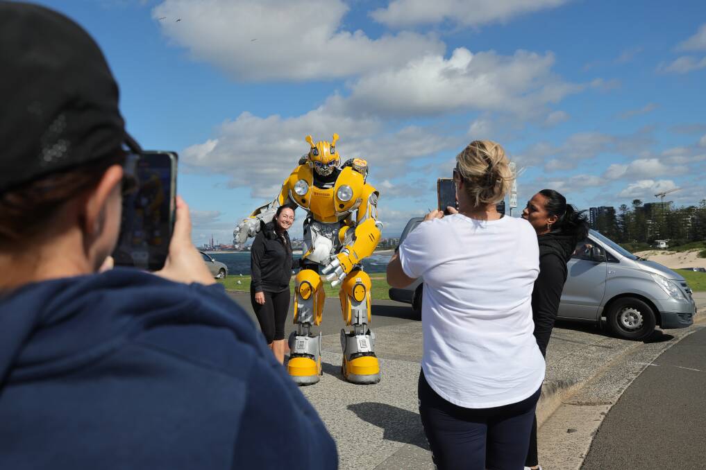 The Cosplay Guardian dressed as Bumblebee at Flagstaff Point. Picture by Sylvia Liber